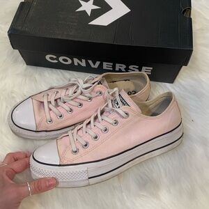 Converse pink platform shoes